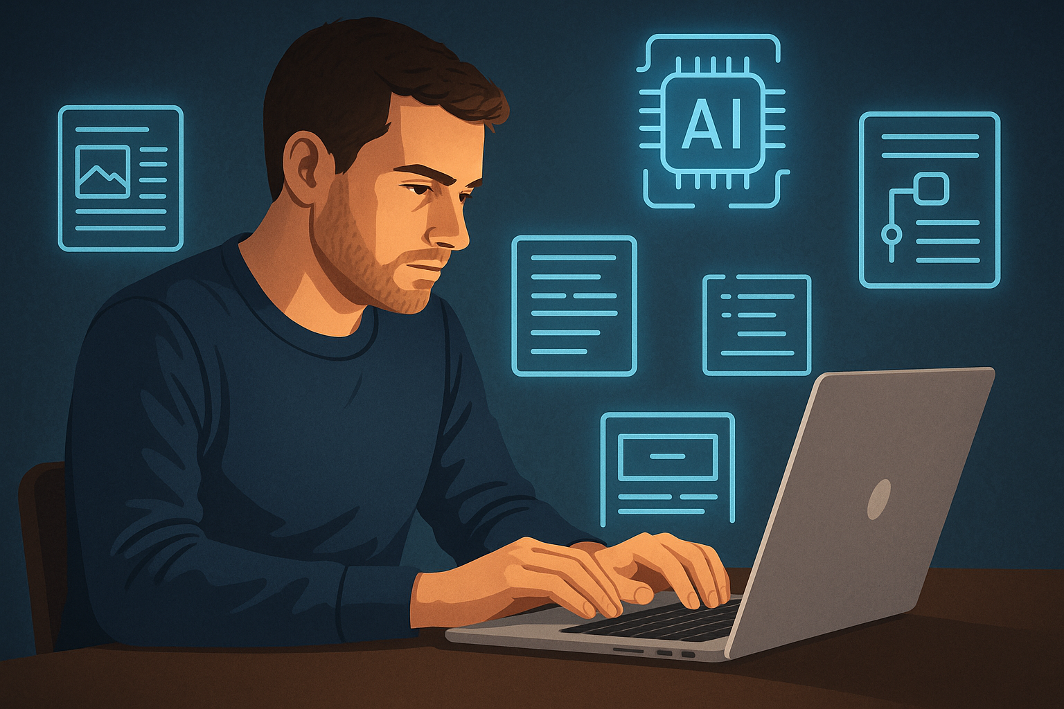 A blogger using AI for blog posts while adding personal experience and creativity.