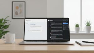 Google Bard vs ChatGPT Free comparison showing both AI tools side by side on a laptop screen.