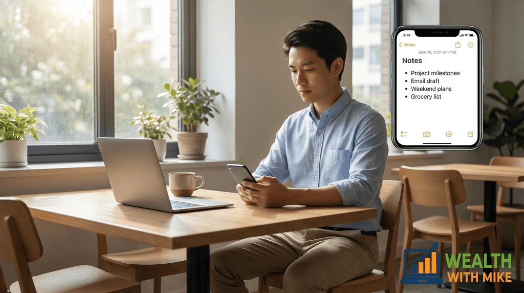 Using work breaks for light online business tasks like notes, ideas, and planning without disrupting a full-time job.