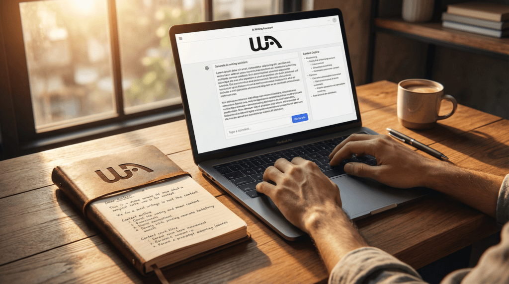 AI content case study showing a creator using an AI writing tool to draft content