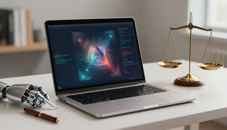 AI copyright concerns shown through edited AI-generated content and copyright markings