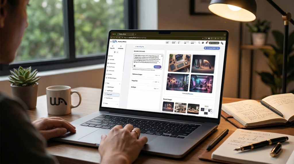Wealthy Affiliate Image Studio generating blog graphics for content creators.