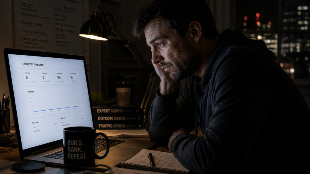 Affiliate marketing mistakes showing beginner waiting for results.