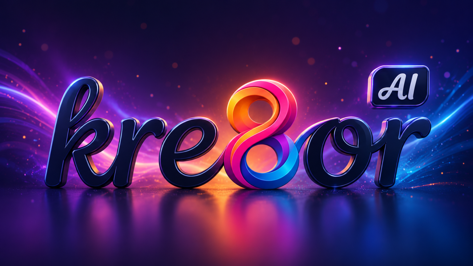 Enhanced Kre8or.ai logo featuring a colorful 3D infinity-inspired design and AI badge, representing the AI creator platform for image generation, content creation, and digital marketing.