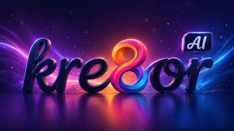 Enhanced Kre8or.ai logo featuring a colorful 3D infinity-inspired design and AI badge, representing the AI creator platform for image generation, content creation, and digital marketing.