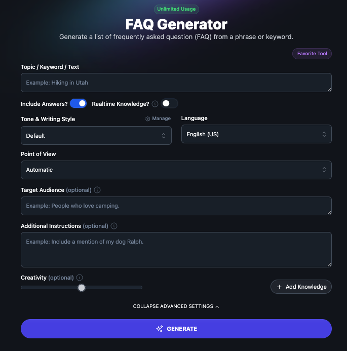 Rightbloggers FAQ Generator
