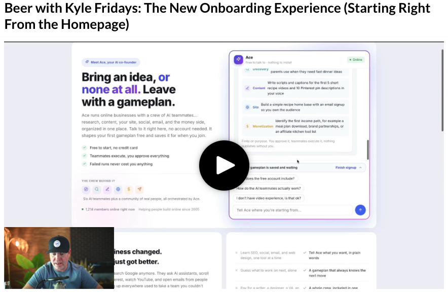 Screenshot of Kyle's blog announcing major changes coming soon to the platform in his weekly Beer With Kyle vlog.