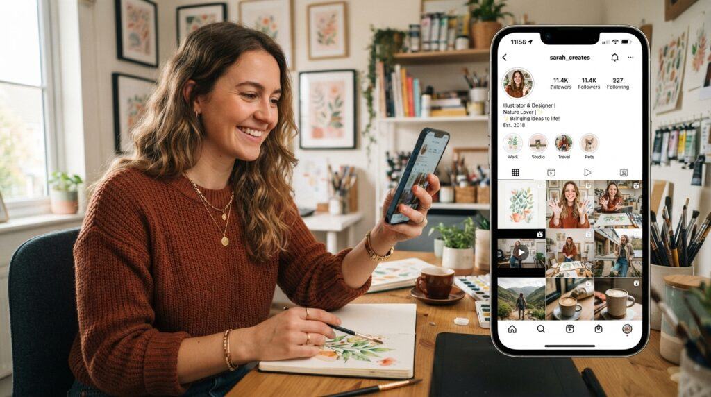 Creator using Instagram to Show  Her Work and Personality
