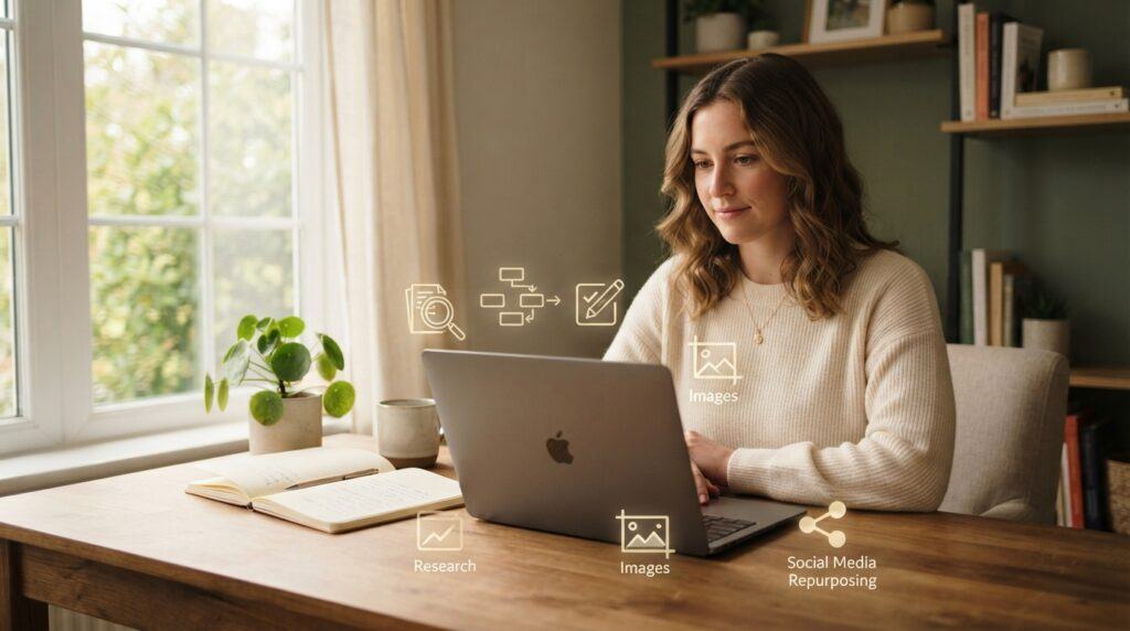 Blogger using artificial intelligence as a content assistant